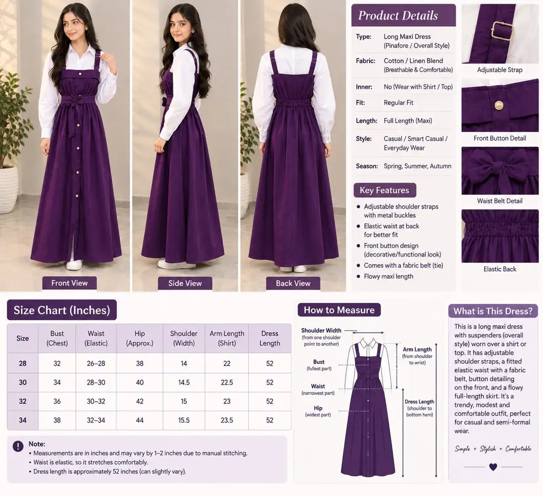 2 Pcs Women's Stitched Grip Plain Dress
