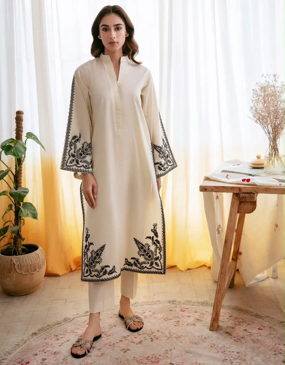 2 Pcs Women's Unstitched Embroidered Suit
