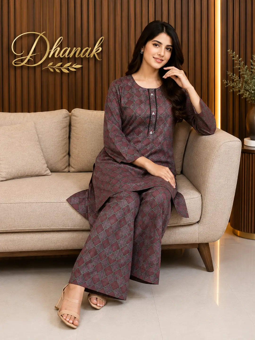 2 Pcs Women's Stitched Dhanak Printed Shirt And Trouser