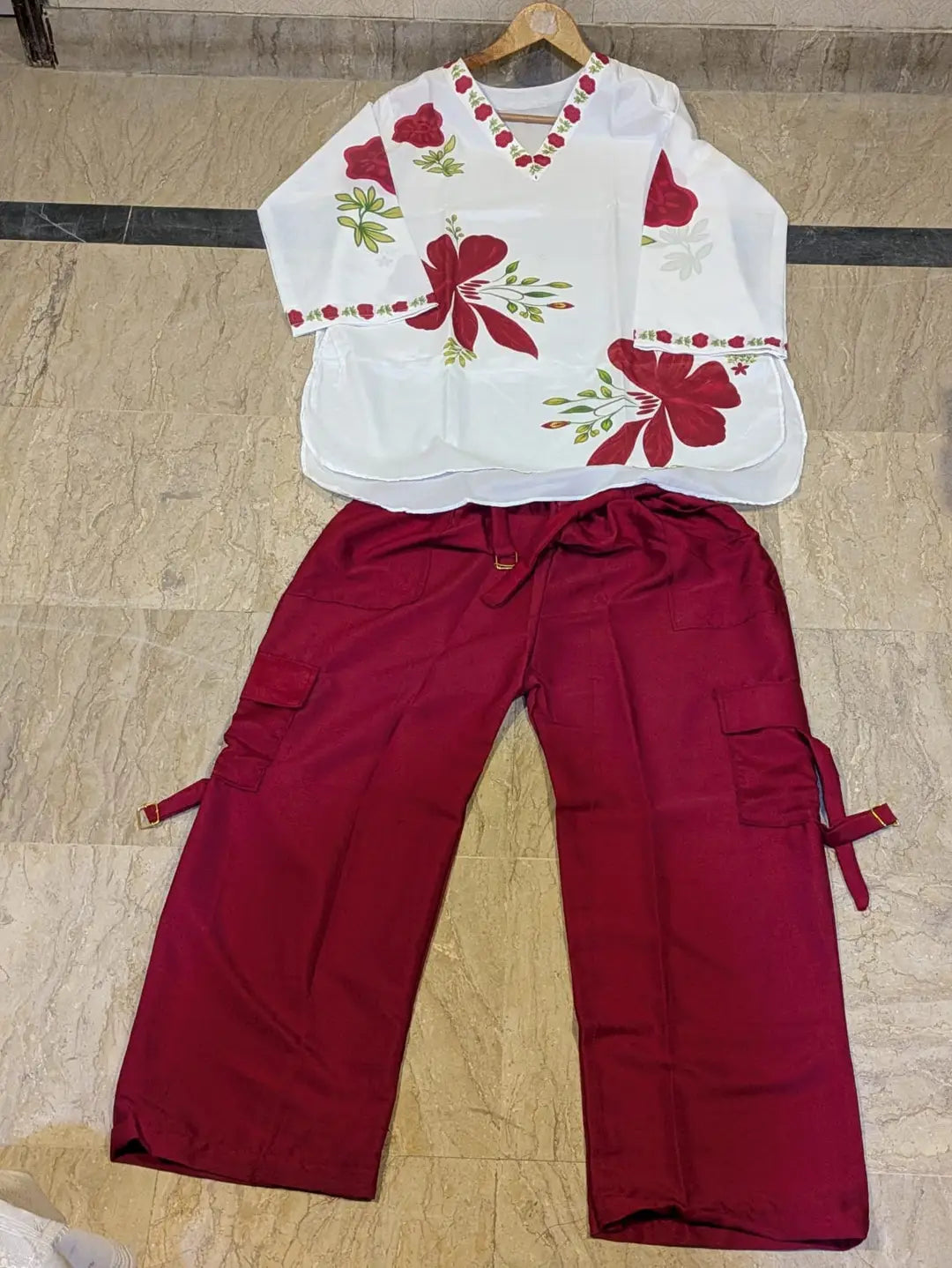 2 Pcs Women's Stitched Grip Printed Shirt And Trouser