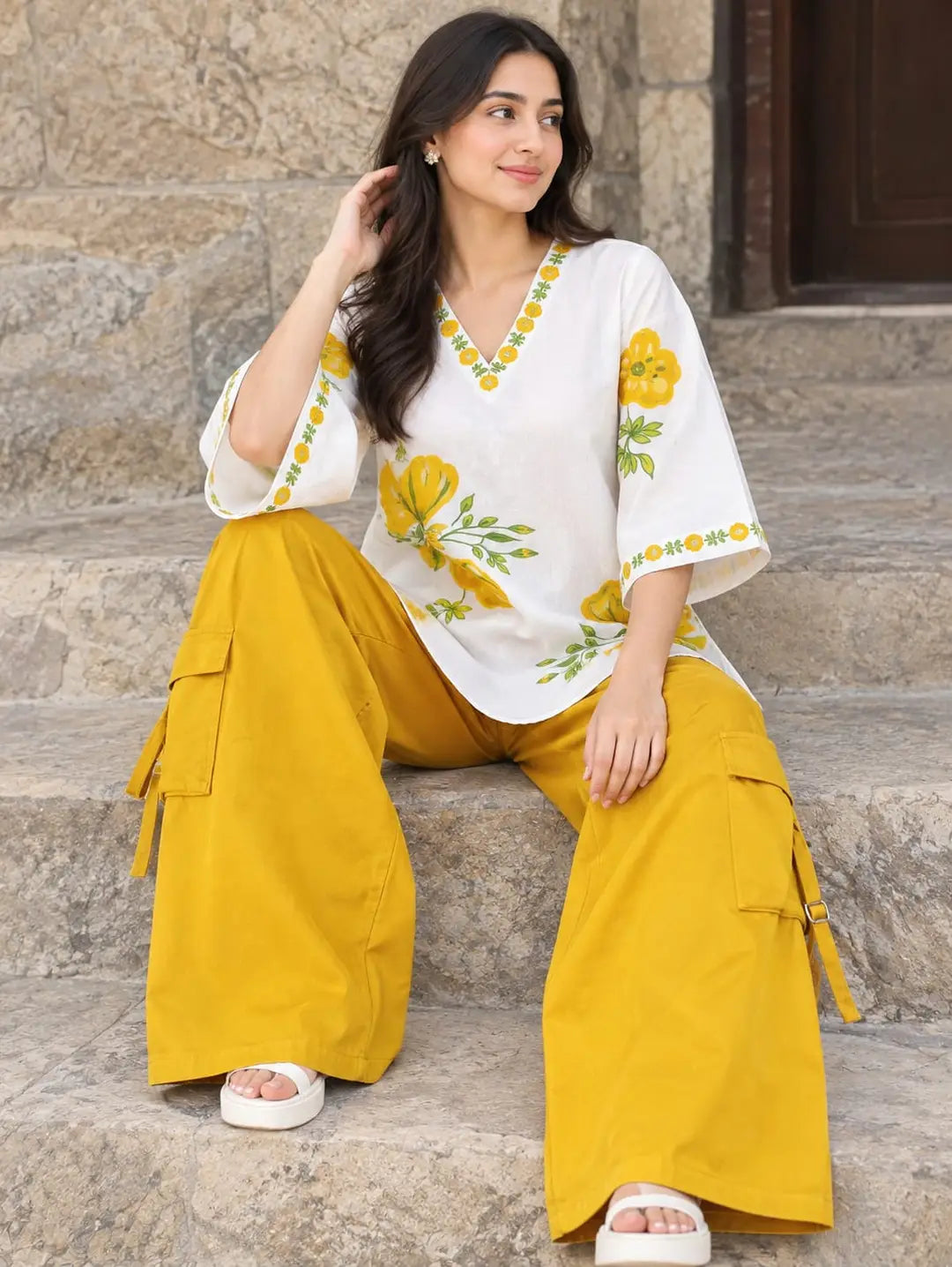 2 Pcs Women's Stitched Grip Printed Shirt And Trouser