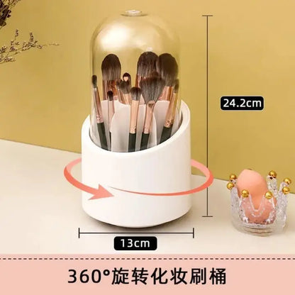 360° Rotating Makeup Brush Holder with Dustproof