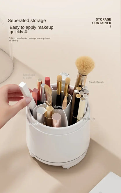 360° Rotating Makeup Brush Holder with Dustproof