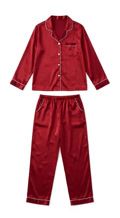 2 Pcs Women's Stitched Silk Plain Night Suit