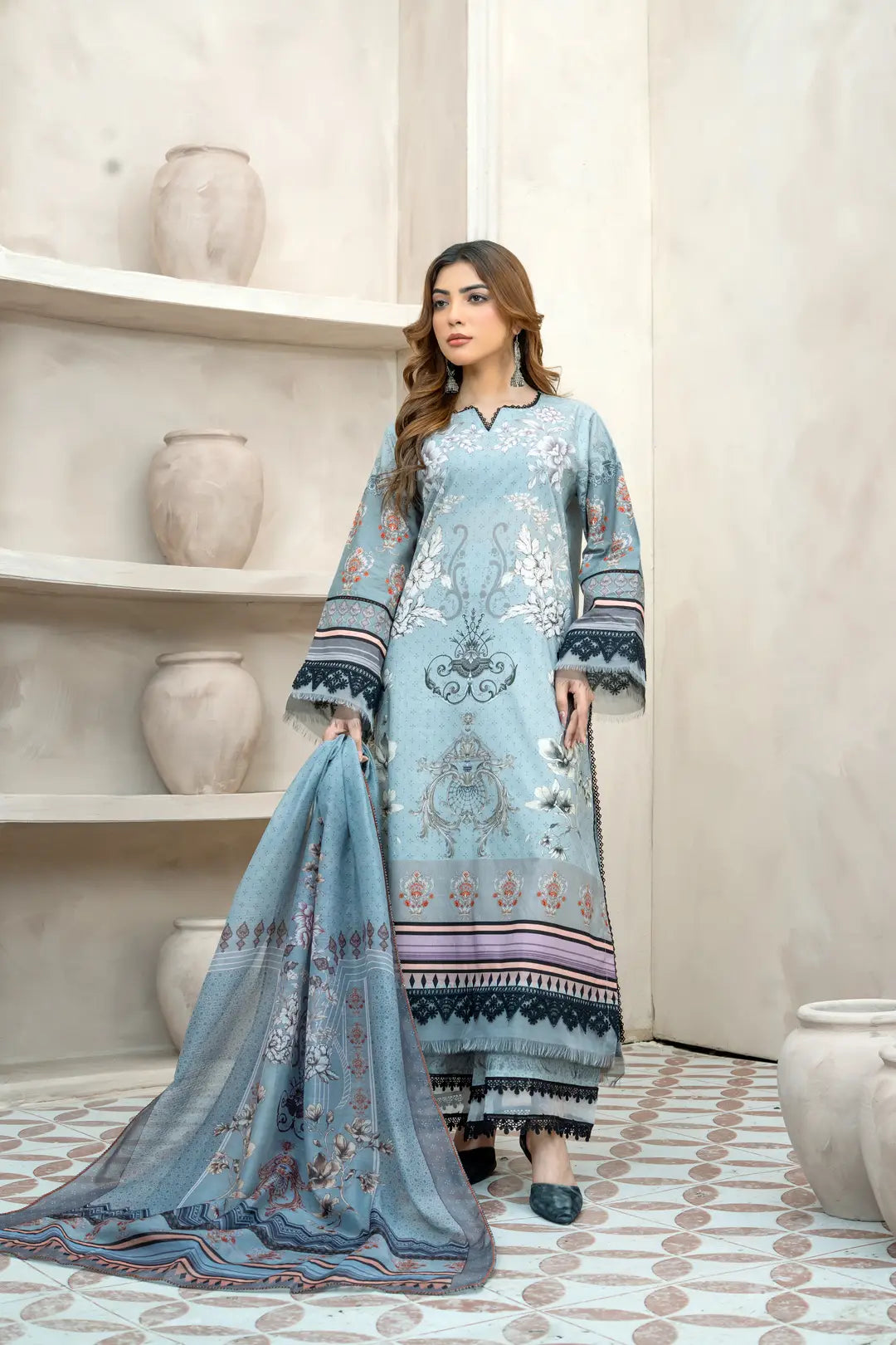 3 Pcs Women's Unstitched Printed Suit