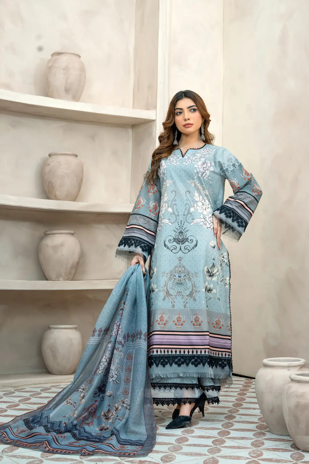 3 Pcs Women's Unstitched Printed Suit