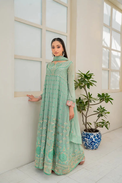 3 Pcs Women's Stitched Chiffon Hand Work Maxi Suit